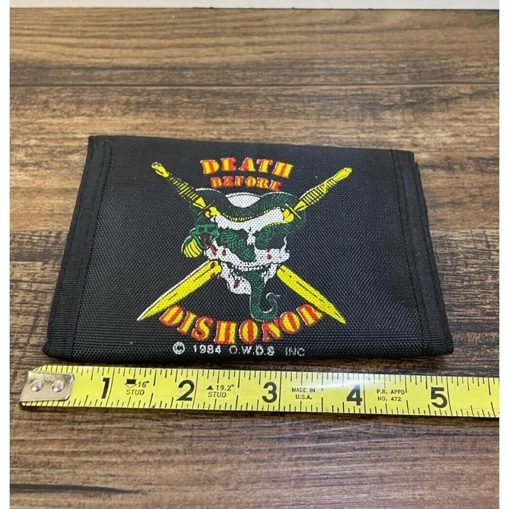 Vintage Death Before Dishonor Military Wallet Billdfold 1984 Nylon Black RARE